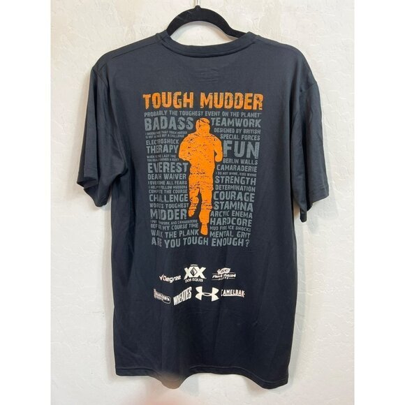 Under Armour Tough Mudder 2013 Finisher Sz M Black Orange Sponsors on Back Heatg - Picture 3 of 4